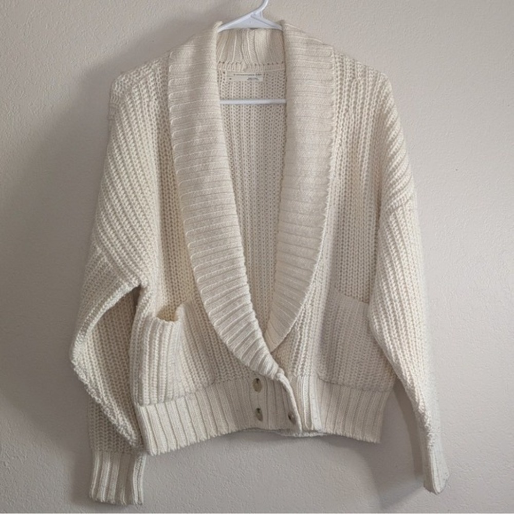 Anthropologie Deep V Knit Cardigan Wool Blend Tag XS Fits XS-XL